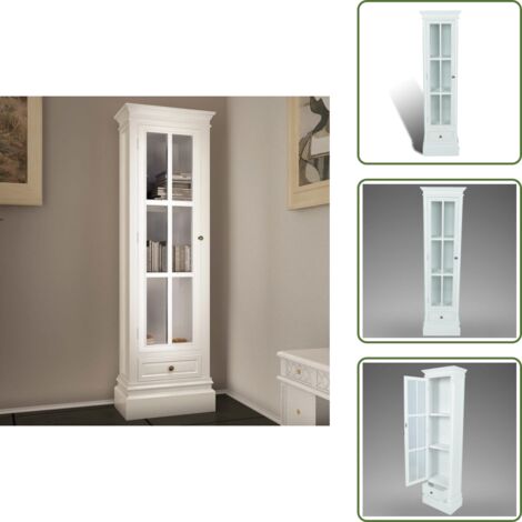 Armadietto con 3 ripiani - vidaXL Armadietto con Libreria Elegante con 3 Scaffali Bianco in Legno - Armadietto con cassetto
