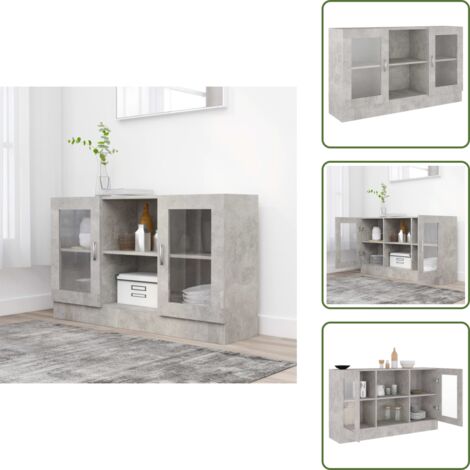 Armadietto con ante - vidaXL Armadietto Vetrina Grigio Cemento 120x30,5x70 cm Multistrato - Armadietto con scomparti