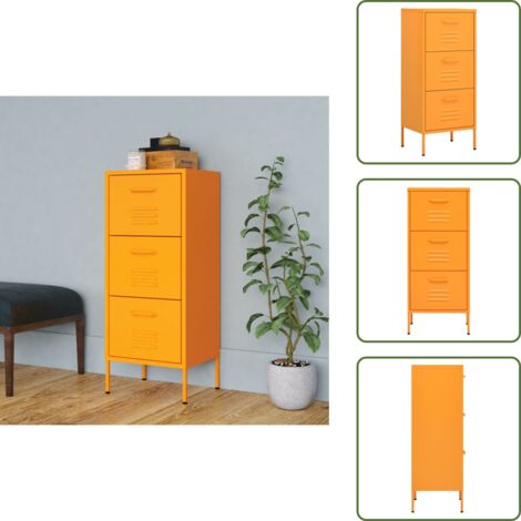 Armadietto con cassetto estensibile - vidaXL Armadietto Giallo Senape 42,5x35x101,5 cm in Acciaio - Armadietto con guide a sfere
