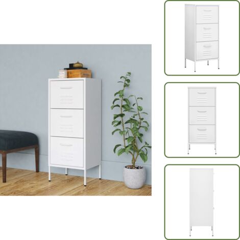 Armadietto con cassetto - vidaXL Armadietto Bianco 42,5x35x101,5 cm in Acciaio - Armadietto con guide a sfere