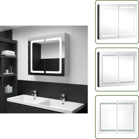 Armadietto con LED - vidaXL Armadietto Bagno con Specchio e LED 80x12,2x68 cm - Armadietto con luce