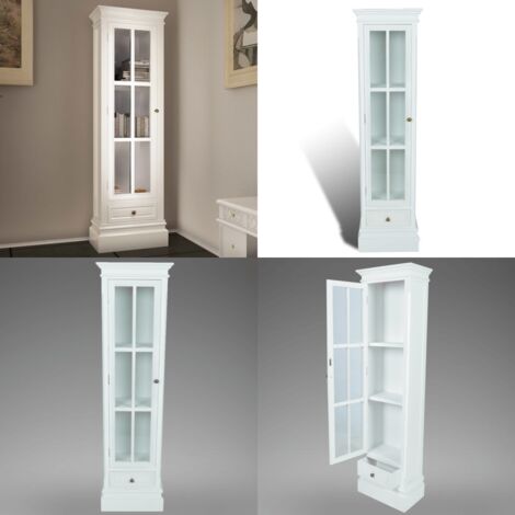 Armadietto con Libreria Elegante con 3 Scaffali Bianco in Legno - Armadietto per spezie - Armadietto in legno