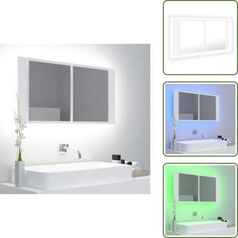 Armadietto con luce RGB - vidaXL Armadietto a Specchio con Luci LED Bianco 90x12x45 in Acrilico - Armadietto in acrilico
