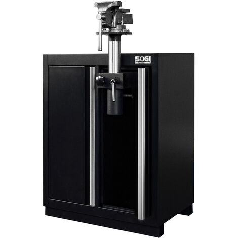 Armadietto con morsa SOGI ARR-M-MORSA per arredo officina - braccio estraibile - porta a scomparsa - 680x460x865 mm