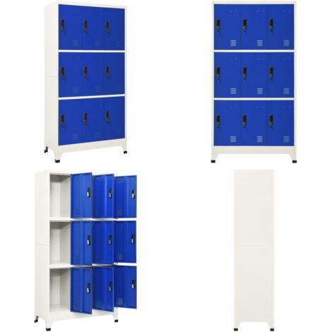 Armadietto con Serratura Grigio e Blu 90x45x180 cm in Acciaio - Armadietto in acciaio - Armadietto per vestiti