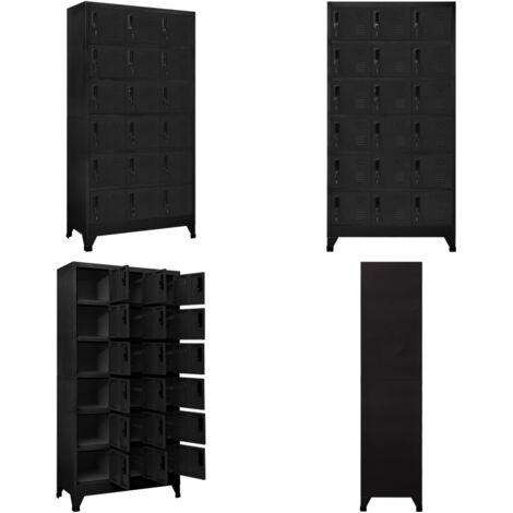 Armadietto con Serratura Nero 90x40x180 cm in Acciaio - Armadietto in acciaio - Armadietto nero