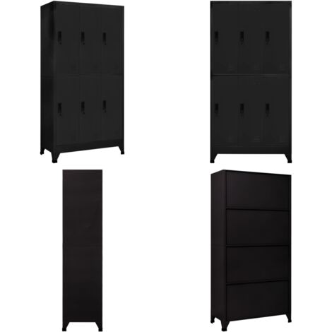 Armadietto con Serratura Nero 90x45x180 cm in Acciaio - Armadietto in acciaio - Armadietto nero