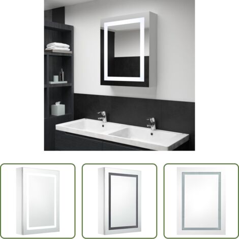 Armadietto con specchio -  Armadietto Bagno con Specchio e LED 50x13x70 cm