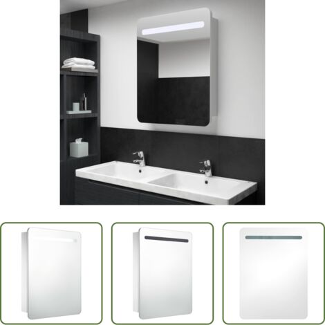 Armadietto con specchio -  Armadietto Bagno con Specchio e LED 60x11x80 cm