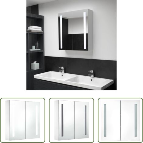 Armadietto con specchio -  Armadietto Bagno con Specchio e LED 60x14x62 cm