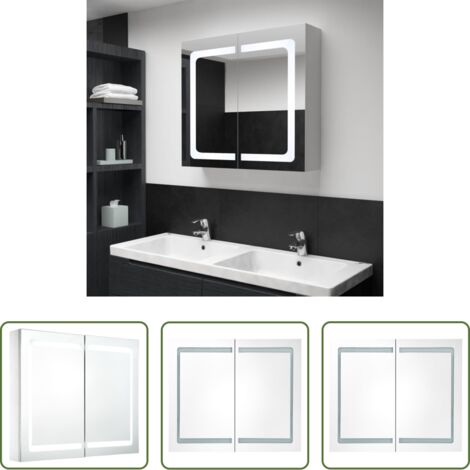 Armadietto con specchio -  Armadietto Bagno con Specchio e LED 80x12,2x68 cm