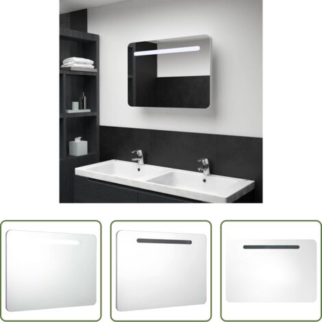 Armadietto con specchio -  Armadietto Bagno con Specchio e LED 80x9,5x55 cm