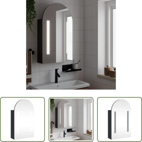 Armadietto con specchio -  Armadietto Bagno con Specchio e LED ad Arco Nero 42x13x70 cm