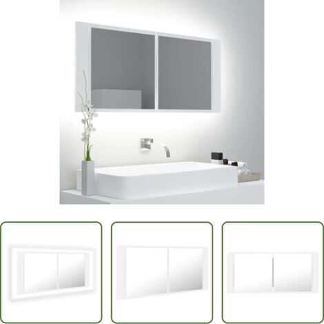 Armadietto con specchio -  Specchio da Bagno con LED Bianco 100x12x45 cm in Acrilico