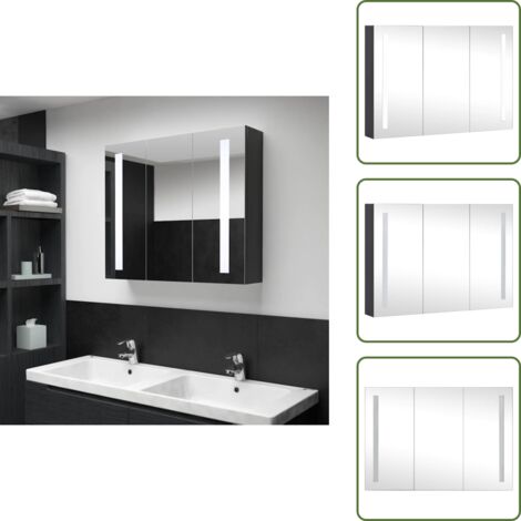 Armadietto con specchio - vidaXL Armadietto Bagno con Specchio e LED 89x14x62 cm - Armadietto con luce