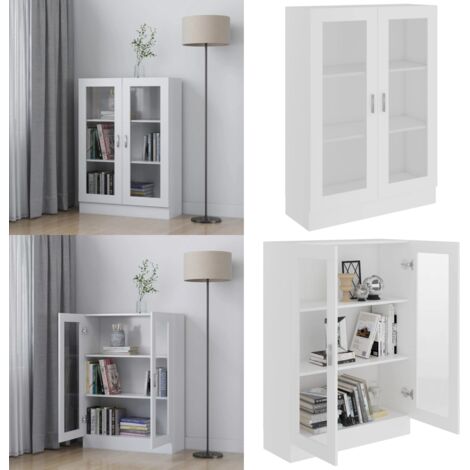 Armadietto con Vetrina Bianco 82,5x30,5x115cm Legno Multistrato - Libreria in legno - Armadio con vetrina