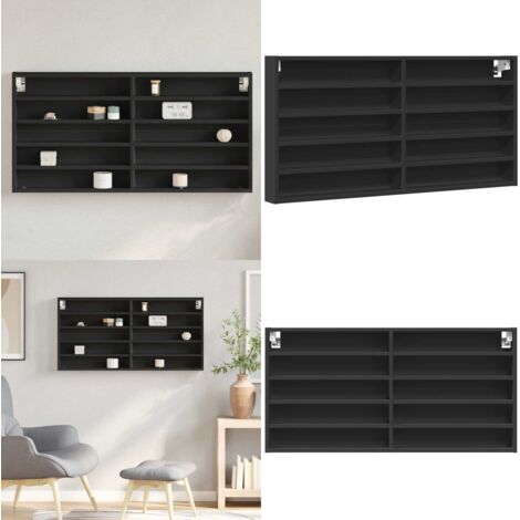 Armadietto con Vetrina Nero 100x8,5x50 cm in Legno Multistrato - Armadio con vetrina - Armadio in legno multistrato