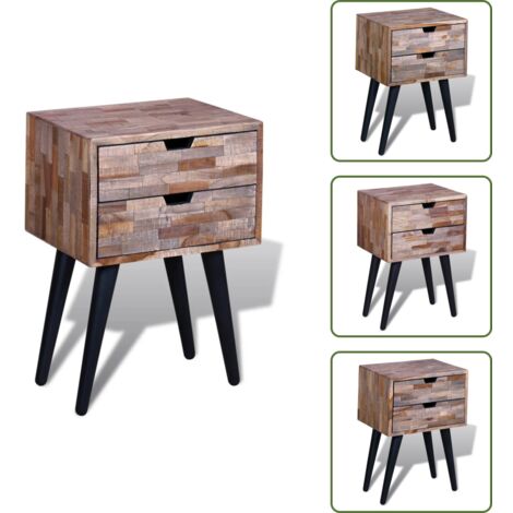 Armadietto consolle - vidaXL Comodino con 2 Cassetti in Legno di Recupero di Teak - Credenza in legno