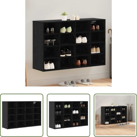 Armadietto corridoio -  Mobile per scarpe con lo scaffale Rovere Nero 103 x 30 x 67 cm