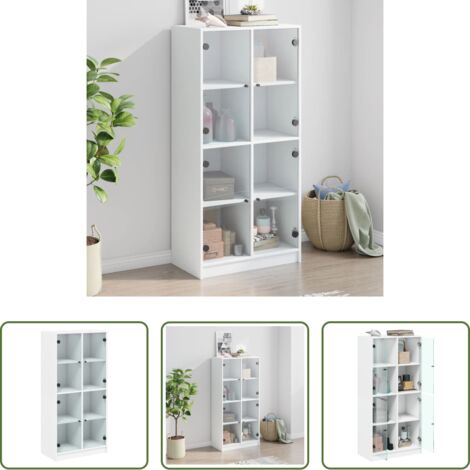 Armadietto -  Credenza con Ante Bianca 68x37x142 cm Legno Multistrato
