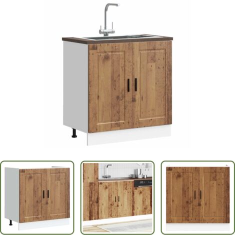 Armadietto cucina -  Mobile base lavello Porto Legno Vecchio 80x46x81,5cm Truciolato