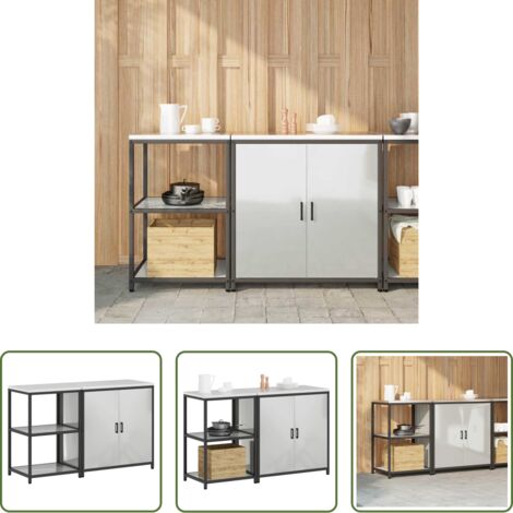 Armadietto cucina -  Set di Stoccaggio per Cucina 2 pcs Argento Acciaio zincato