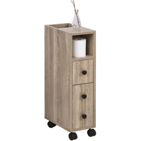 ARMADIETTO DA BAGNO A COLONNA DESIGN COMPATTO 4 RUOTE COLOR ROVERE