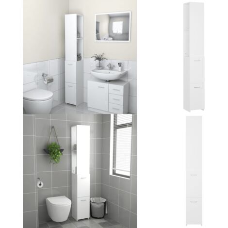 Armadietto da Bagno Bianco 25x26,5x170 cm in Legno Multistrato - Armadio da bagno - Armadio in legno