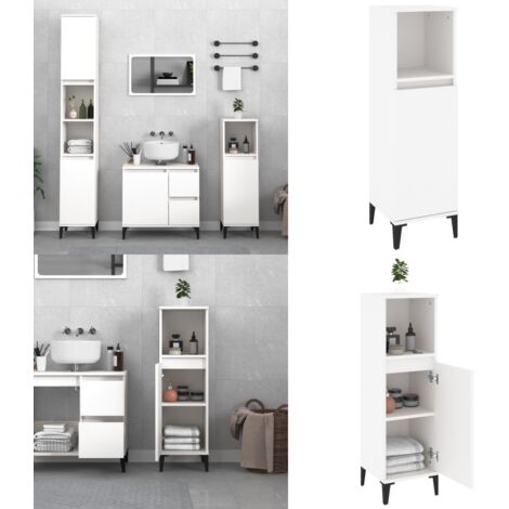 Armadietto da Bagno Bianco 30x30x100 cm in Legno Multistrato - Armadietto in legno - Armadietto da bagno in legno multistrato