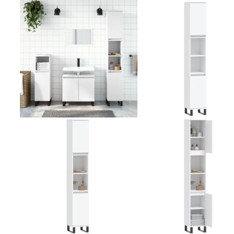 Armadietto da Bagno Bianco 30x30x190 cm in Legno Multistrato - Armadio da bagno - Armadio in legno