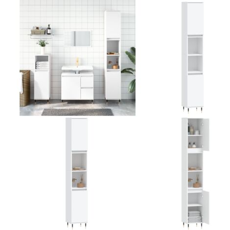 Armadietto da Bagno Bianco 30x30x190 cm in Legno Multistrato - Armadio da bagno - Armadio in legno