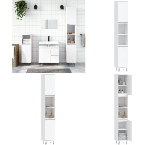 Armadietto da Bagno Bianco 30x30x190 cm in Legno Multistrato - Armadio da bagno - Armadio in legno