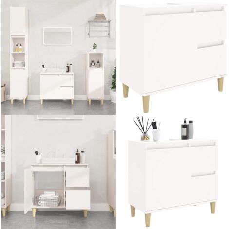 Armadietto da Bagno Bianco 65x33x60 cm in Legno Multistrato - Armadietto in legno - Armadietto da bagno in legno
