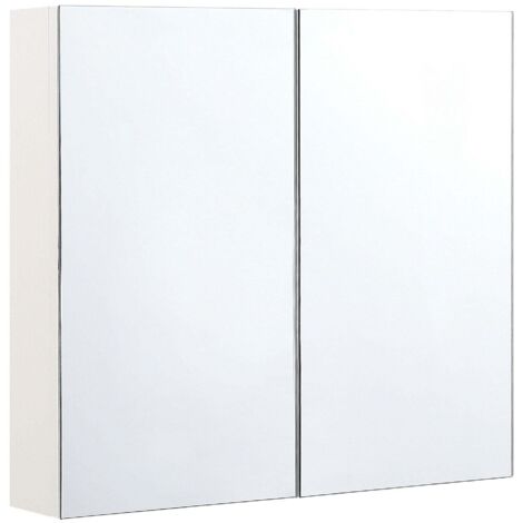 Armadietto da Bagno con 2 Ante e 2 Ripiani a Specchio 80 x 70 cm Navarra