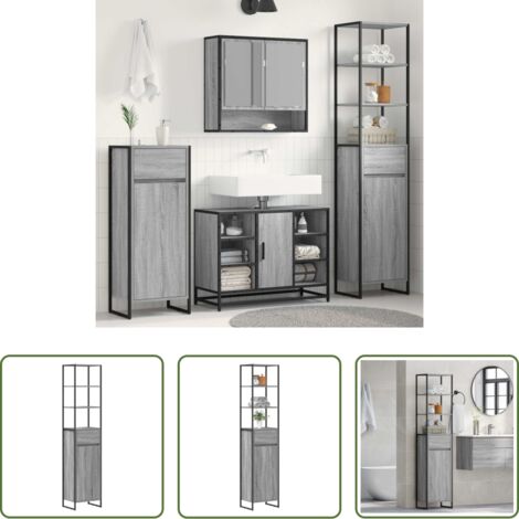 Armadietto da bagno con cassetto -  Mobile da Bagno con cassetto Grigio Sonoma 40 x 30 x 180 cm