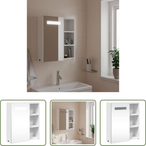 Armadietto da bagno con luce LED -  Armadietto Bagno con Specchio e LED Bianco 45x13x52 cm