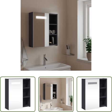 Armadietto da bagno con luce LED -  Armadietto Bagno con Specchio e LED Grigio Chiaro 45x13x52 cm