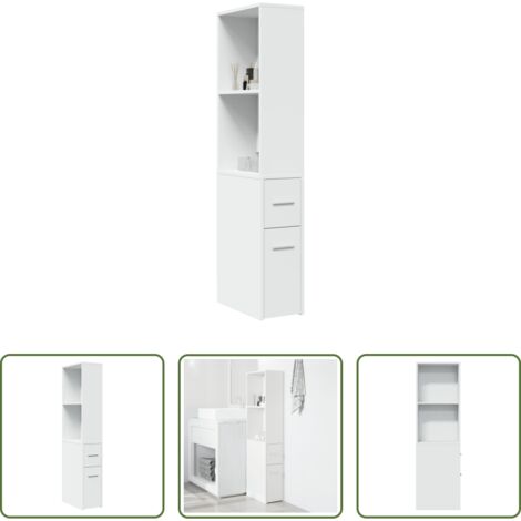 Armadietto da bagno con ruote -  Armadietto da Bagno Stretto con Ruote Bianco in Truciolato
