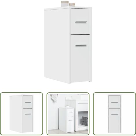 Armadietto da bagno con ruote -  Armadietto da Bagno Stretto con Ruote Bianco in Truciolato
