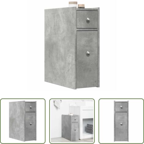 Armadietto da bagno con ruote -  Armadietto da Bagno Stretto con Ruote Grigio Cemento Truciolato