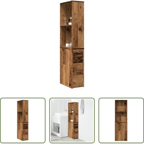 Armadietto da bagno con ruote -  Armadietto da Bagno Stretto con Ruote Rovere Antico Truciolato