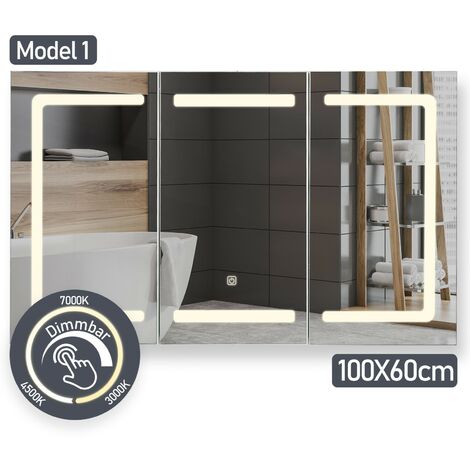 SPXMQSS Specchio Contenitore Bagno Con Luce, Armadietto Specchio Bagno  Nascosto Spazio Stoccaggio Mobile Specchio Bagno Con Luce Con Regolazione  Continua Funzione Memoria 60 * 80 * 13cm : .it: Casa e cucina