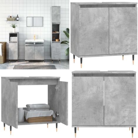 Armadietto da Bagno Grigio Cemento 58x33x60cm Legno Multistrato - Armadio da bagno - Armadio in legno