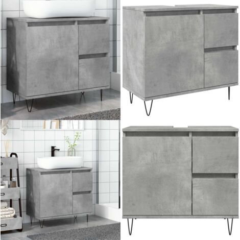 Armadietto da Bagno Grigio Cemento 65x33x60cm in Truciolato - Armadio da bagno - Lavabo