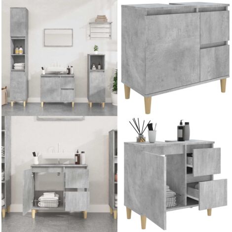 Armadietto da Bagno Grigio Cemento 65x33x60cm Legno Multistrato - Armadio da bagno - Armadietto in legno