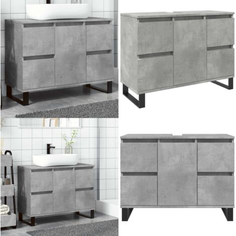 Armadietto da Bagno Grigio Cemento 80x33x60cm Legno Multistrato - Armadio da bagno - Lavabo