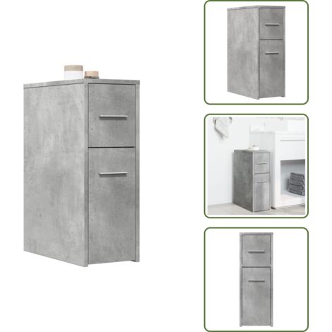 Armadietto da bagno grigio cemento - vidaXL Armadietto da Bagno Stretto con Ruote Grigio Cemento Truciolato - Armadietto da bagno in truciolato