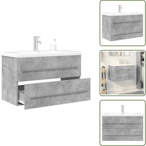 Armadietto da bagno grigio cemento - vidaXL Set Mobili da Bagno 2 pz Grigio Cemento in Legno Multistrato - Armadietto da bagno con spazio portaoggetti