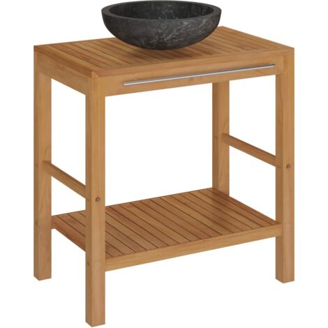 vidaXL Armadietto da Bagno Legno di Teak Lavabo in Marmo Misure/Colori Diversi