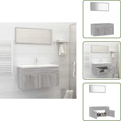 Armadietto da bagno in legno - vidaXL Set Mobili da Bagno 2 pz Grigio Sonoma in Legno Multistrato - Armadietto da bagno in legno multistrato